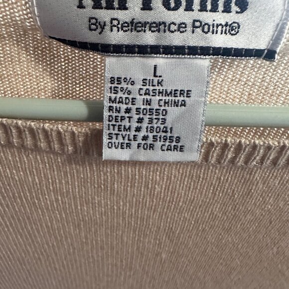 Knit Pullover Sweater All Points By Reference Point Size L Silk Cashmere Blend B - Picture 5 of 8